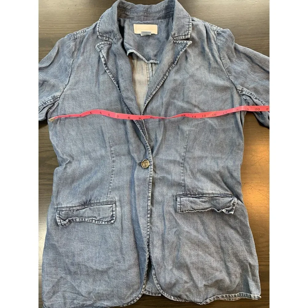 Soft Surroundings Chambray Jacket Women's PS‎ Petite Small Tencel Blue Blazer